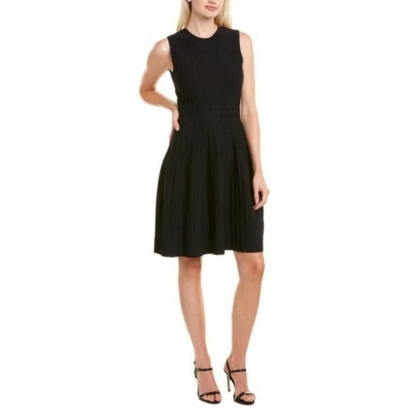 NWOT TED BAKER SLEEVES KNIT MINI DRESS FIT&FLARE BLACK PLEATED BAILEEY SIZE 16 - Picture 11 of 14